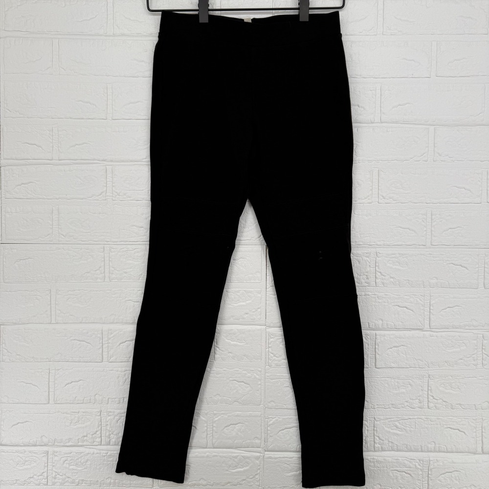 Pink Rose Moto Leggings Womens Small Black Ribbed Knee Detail Pull On